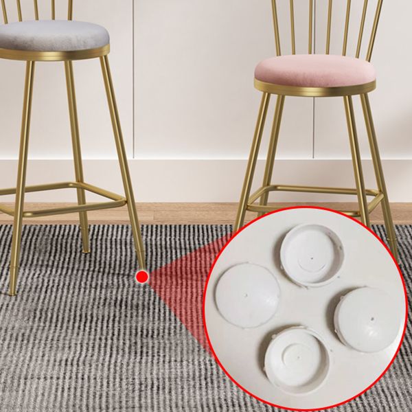 Nordic Armless Backrest Counter Stool Iron Dessert Shop Bar Stool with Pedal and Cushion