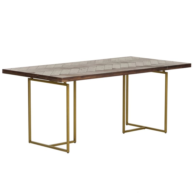 Contemporary Solid Wood Standard Dining Table Rectangle Kitchen Dining Table with Double Pedestal