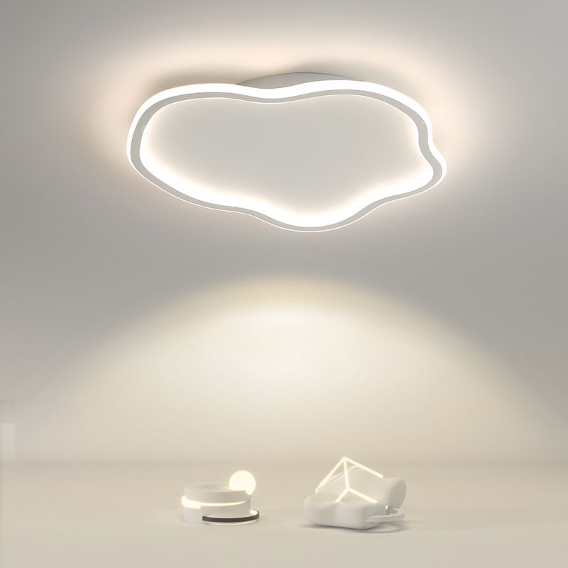 Modern Minimalist LED Ceiling Fixture Wrought Iron Cloud Flush Mount with Acrylic Shade