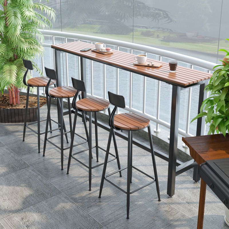 Modern Bar Height Table Rectangular Bar Table with Metal Base