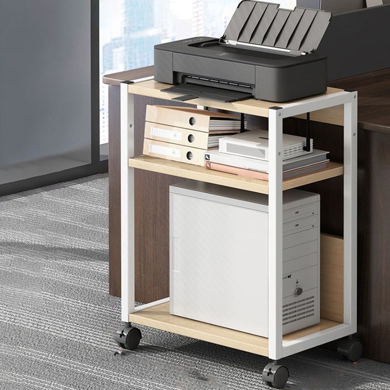 Modern Style Bookshelf Open Back Bookcase with Caster Wheels for Office