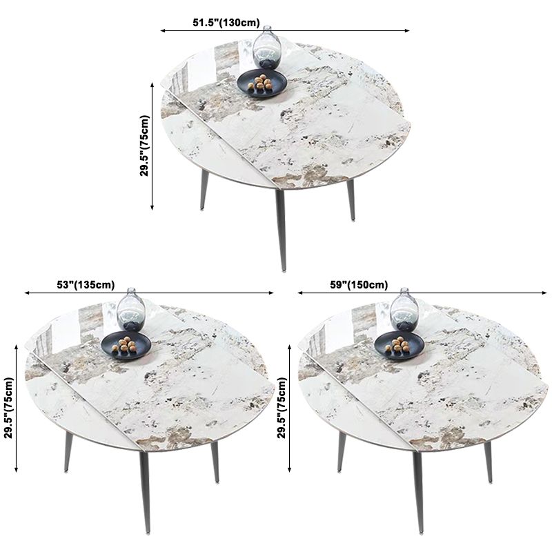 Extendable Luxury Dining Table Adjustable Sintered Stone Top Table with 4 Legs