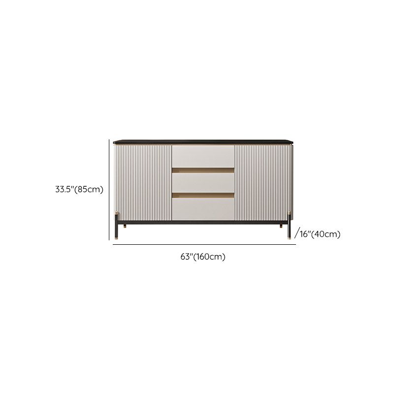 Stone Buffet Server Modern Style Side Board with Cabinets and Drawers