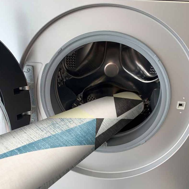 Mehrfarbiger Teppich mit Dreiecksmuster, Polyester, nordischer Teppich, schmutzabweisender Innenteppich für Heimdekoration
