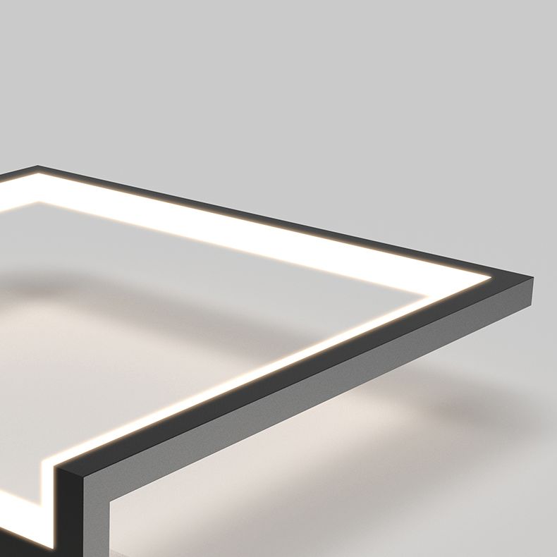 Black Minimalism LED Ceiling Square Light Square Cube Flush Mount Lamp for Bedroom