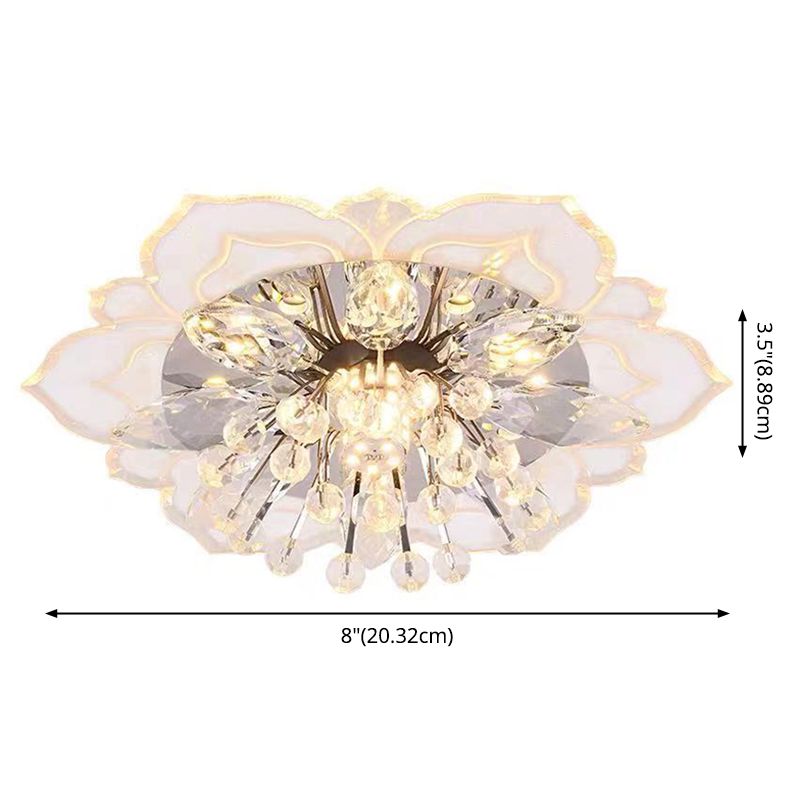 Flower-shaded Flush Mount Ceiling Light Fixture Modern Crystal Flushmount Recessed Lighting