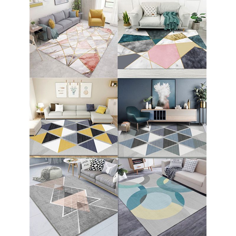 Creative Home Decoration Rug Multi Color Geometric Print Area Rug Polypropylene Anti-Slip Easy Care Carpet