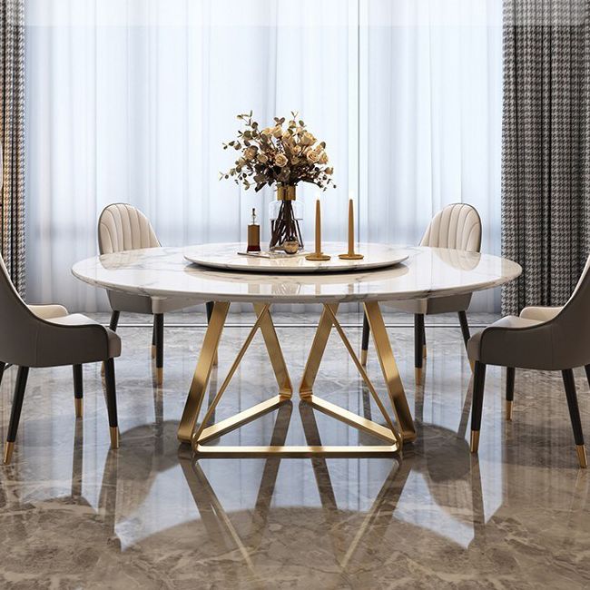 Marble Dining Table Contemporary Dining Site Table with Pedestal Base