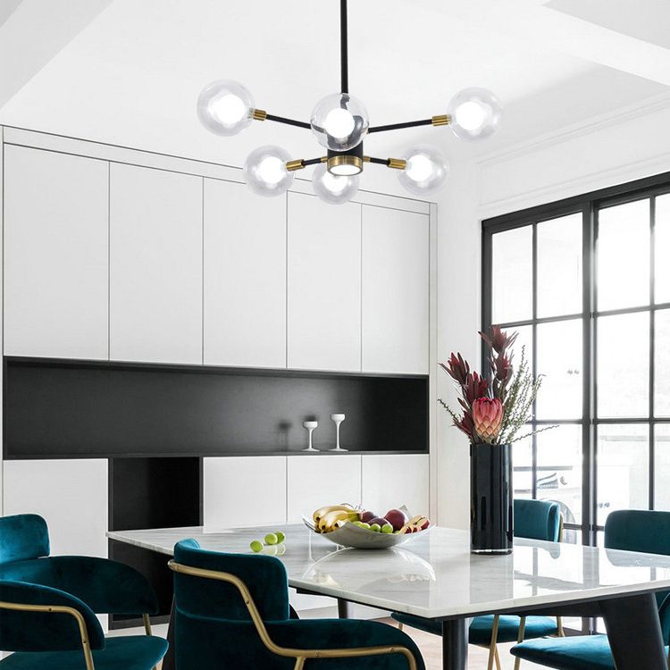 Transparent Glass Globe Shade Molecular Chandelier Spotlight Design Contemporary Simplicity Style Lighting Pendant