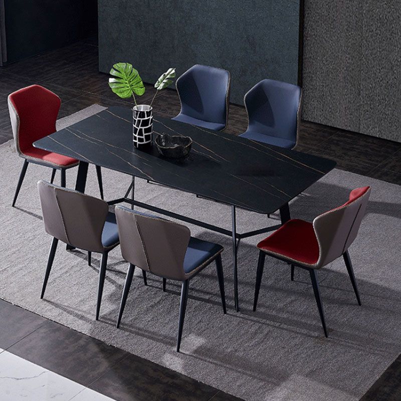 Industrial Design Wingback Armless Chairs Faux Leather Dining Chairs