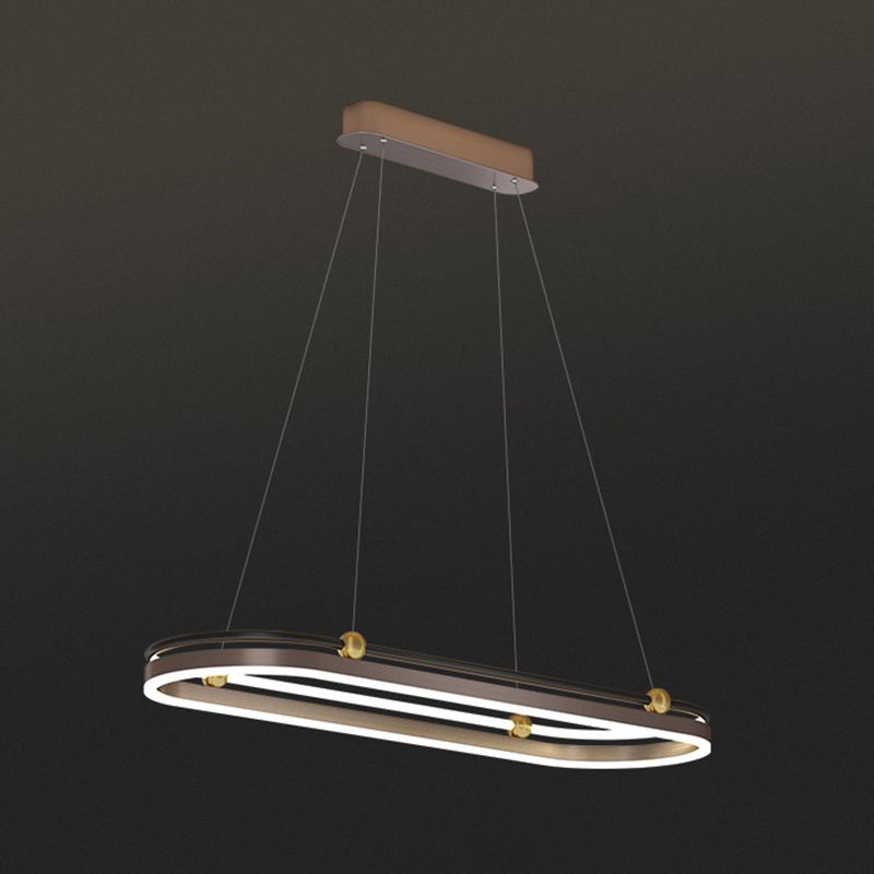 1 Light Oval Island Light Modern Chandelier Metal Island Ceiling Light