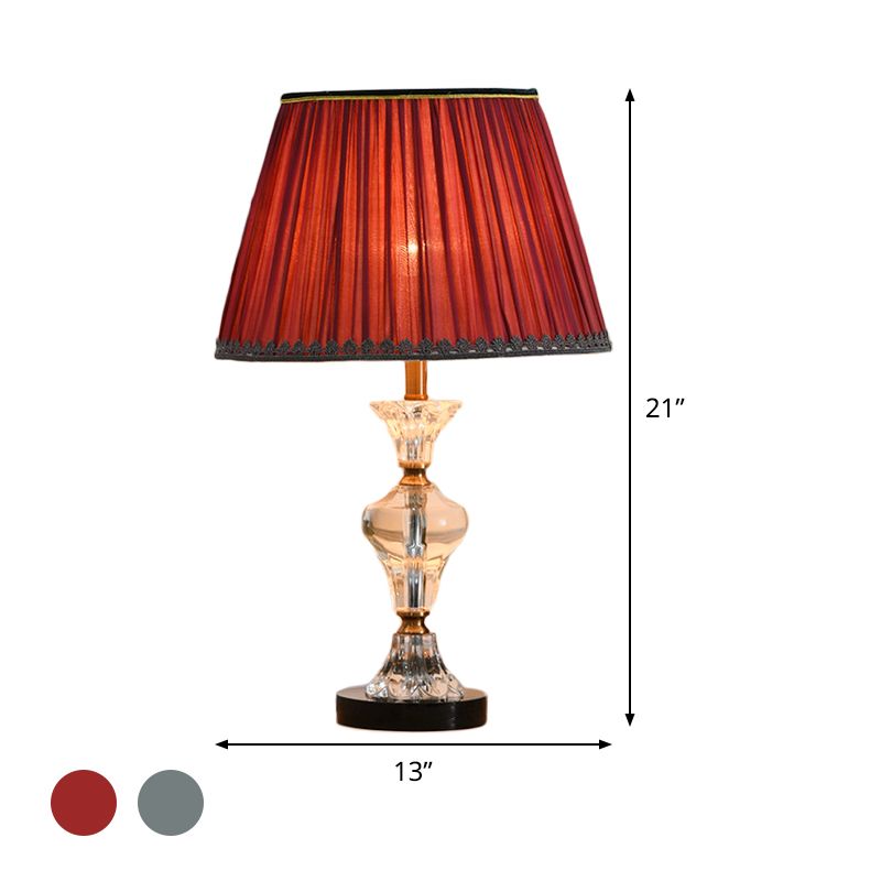 1 Head Living Room Table Lamp Modernist Red/Blue Reading Light with Conical Fabric Shade