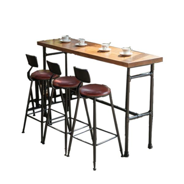 Industrial Style Bar Dining Table Indoor Metal and Wood Bar Table