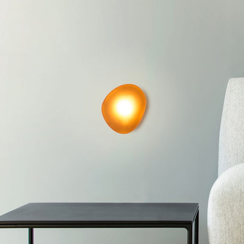 Nordic Style Iron Wall Light Cobblestone Shape Wall Lamp with Glass Shade for Bedroom