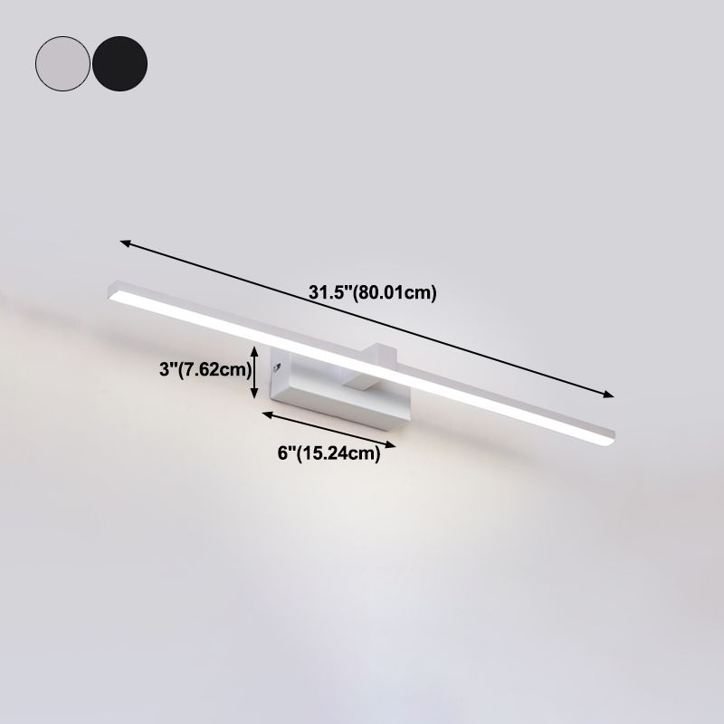 Luz de pared de metal de forma lineal Luz de montaje de pared de espejo de luz simple estilo moderno