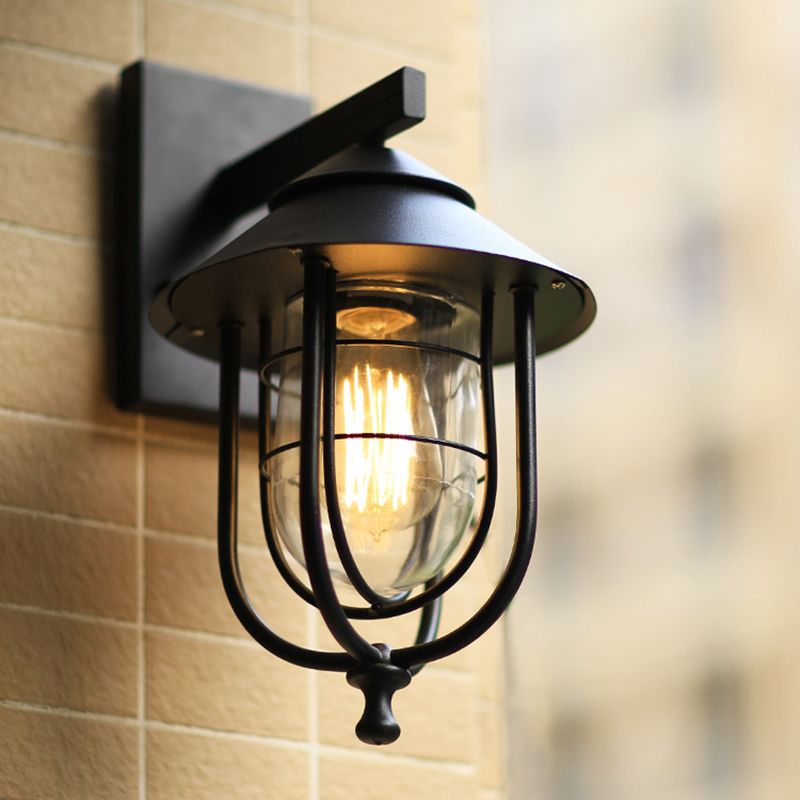Glas schwarzer Wandleuchte Käfig -Industrie -Wandbeleuchtung für den Außenbereich