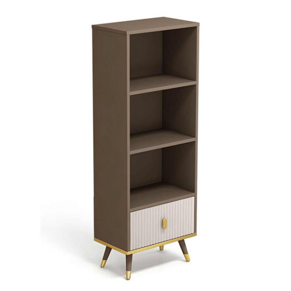 Rectangle Closed Back Bookcase Modern Wooden Bookshelf with Drawers