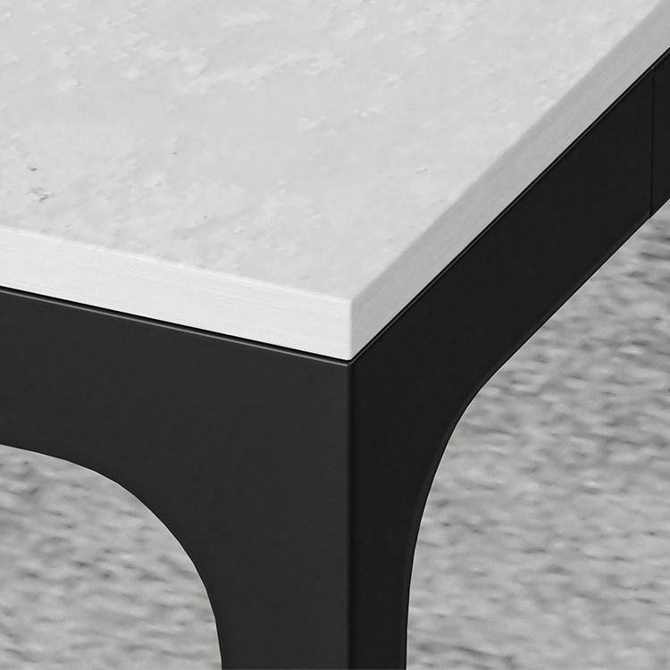 Industrial Sintered Stone Kitchen Table Rectangle Fixed Dining Room Desk