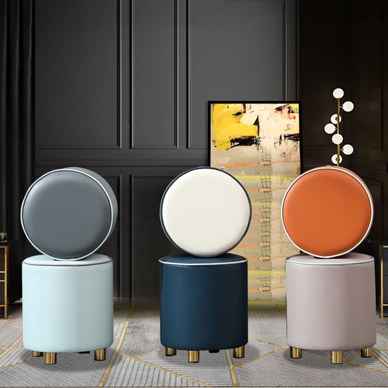 Orange Leather Round Standard Water Resistant Indoor Standard