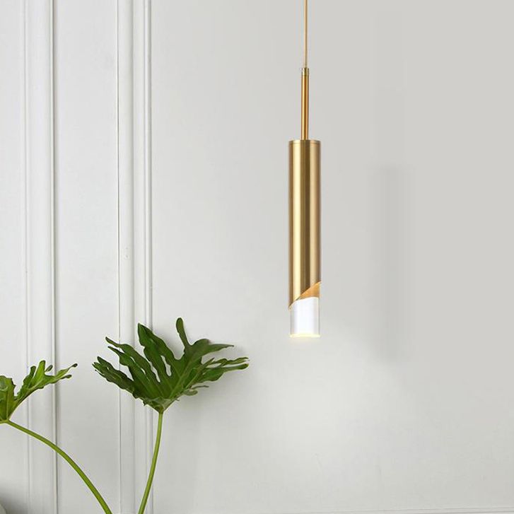 Cilindrische acryl -led hanglamp in modern beknopte stijl smeedijzeren hangend licht voor slaapkamer