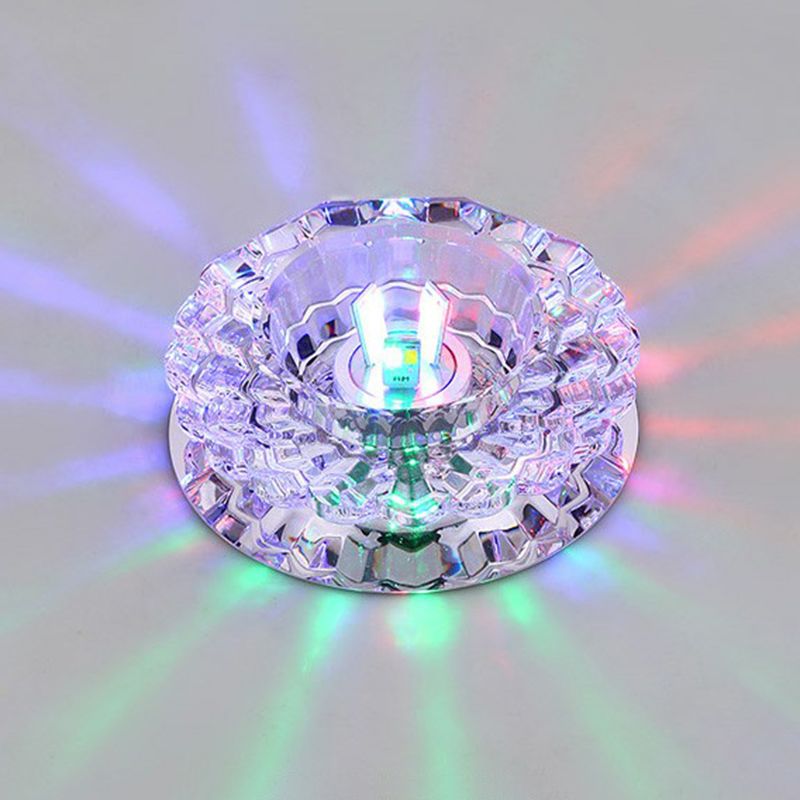 Floral Flush Ceiling Light Contemporary Crystal Corridor LED Flush Mount Lighting Fixture in Clear