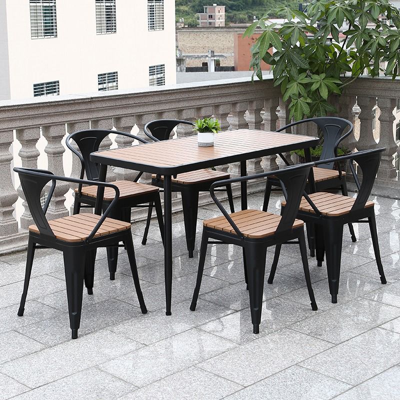 Modern Style Metal Dining Table Set 1/2/3/5/7 Pieces Outdoor Dinette Set
