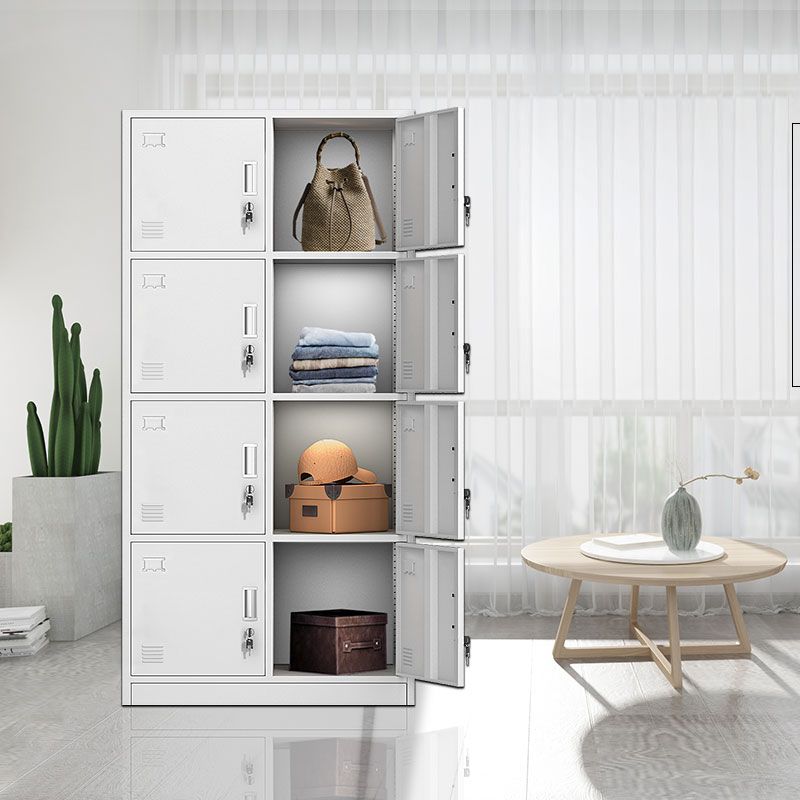 Contemporary Style Metal Wardrobe White Colour Soft Close Doors Wardrobe Closet