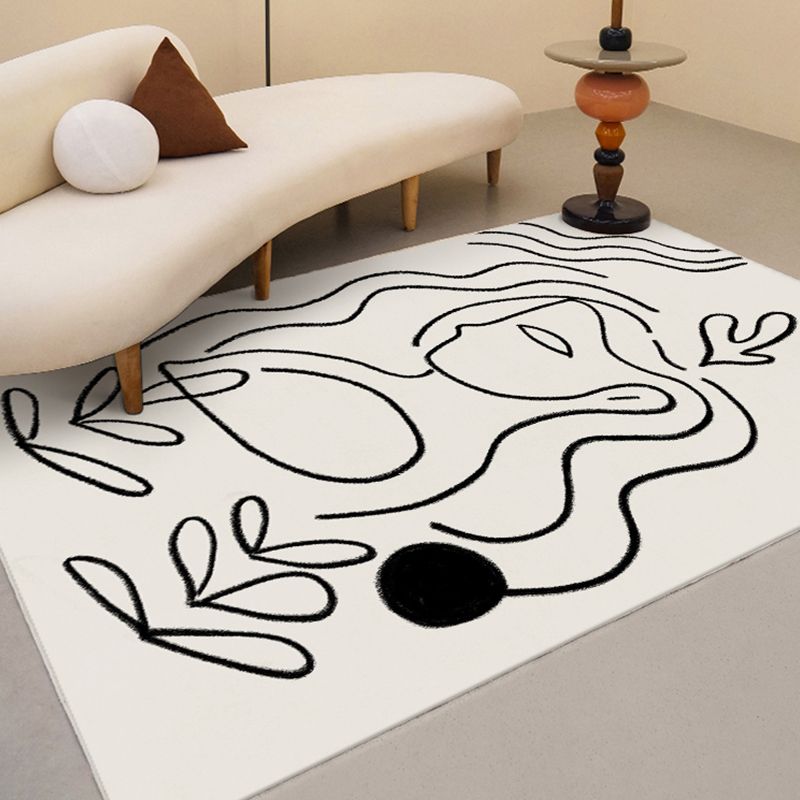 Stijlvol modern tapijt Wit abstract abstract Patroon Rug polyester Anti-slip Tapijt voor thuisdecoratie