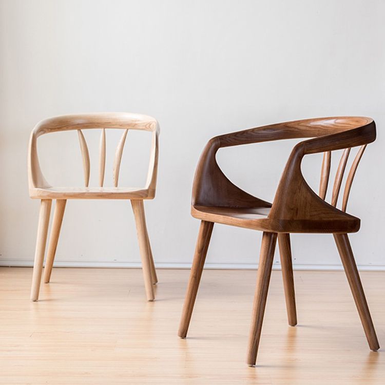 Contemporary Style Open Back Solid Wood Dining Arm Chair for Home