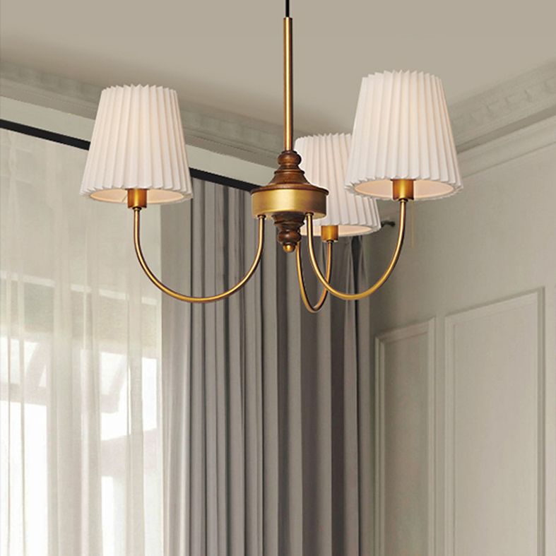 Cone Chandelier Light Traditional 3-Light Suspension Light with Fabric Shade