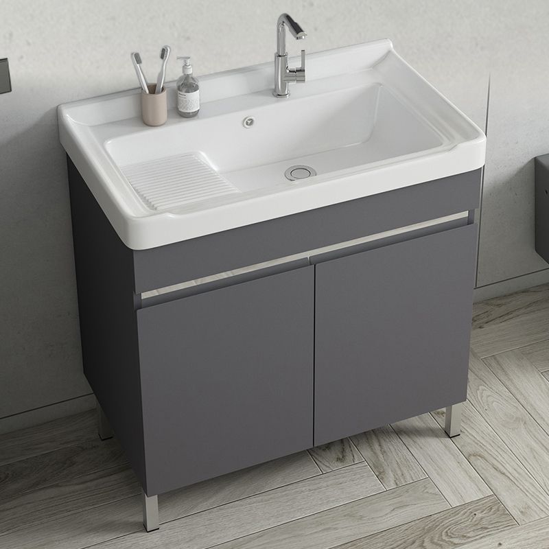Gray Metal Vanity Sink Modern Free-standing Standard Space Saver Vanity