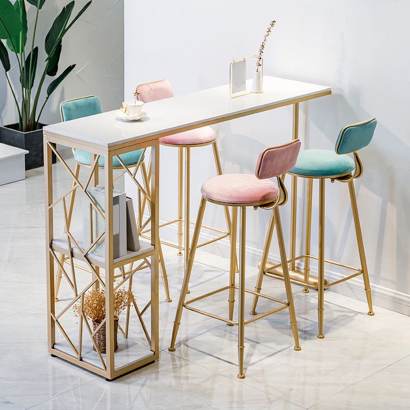 Modern Stone Double Pedestal Cocktail Bar Table Rectangle Storage Bistro Bar Desk