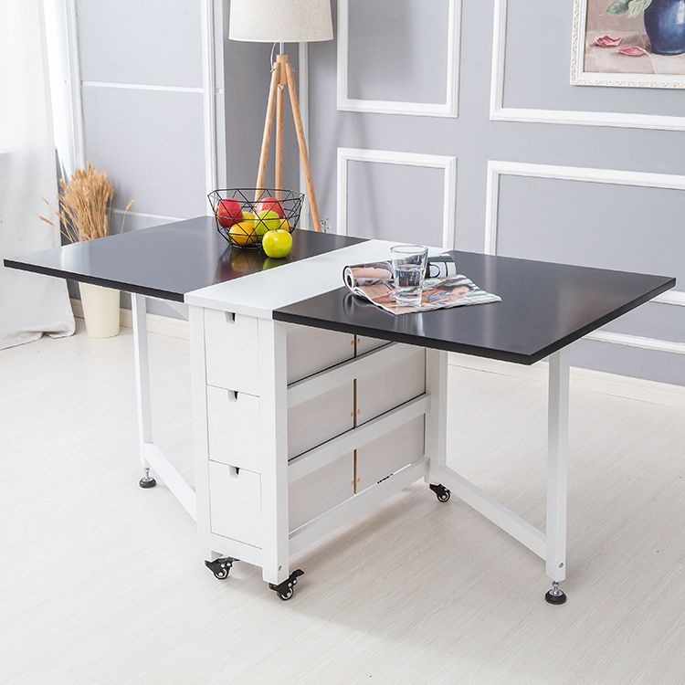 Modern Style Rectangle Solid Wood Drop-Leaf Dining Table, 59" x 31.5" x 29.5"