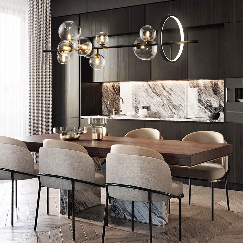 Modern Globe Glass Island Pendant Light Multi Light Metal Simplicity Style Hanging Lamp