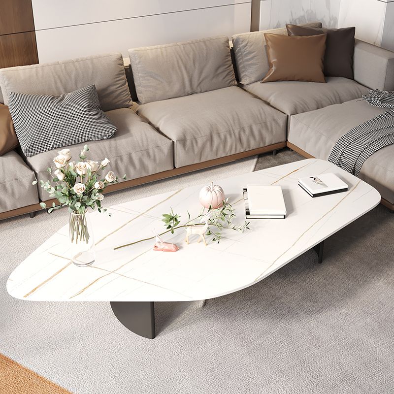 15.74" Tall 1 Single Stone Top Cocktail Table Geometric Coffee Table