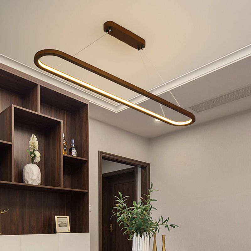 Oval Island Chandelier Lights Simplicity Wood Chandelier Lighting Fixtures for Restaurant