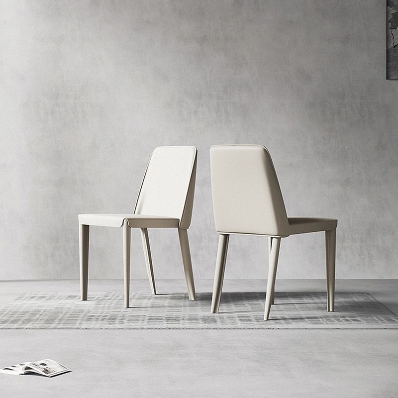 Sillas de comedor de cuero contemporáneas, silla con respaldo sólido sin brazos para cocina