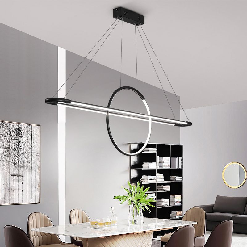 Artistic Geometric Shaped Island Light Fixture Metal Dining Room LED Ceiling Pendant Light