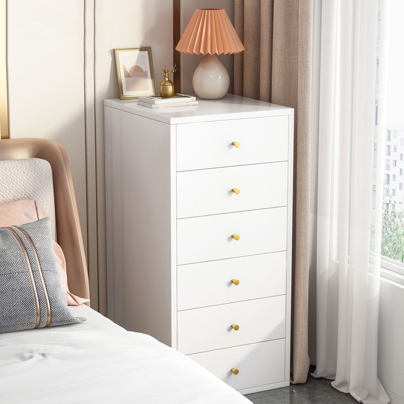 Contemporary Chest Vertical White Wooden Lingerie Chest with Drawer