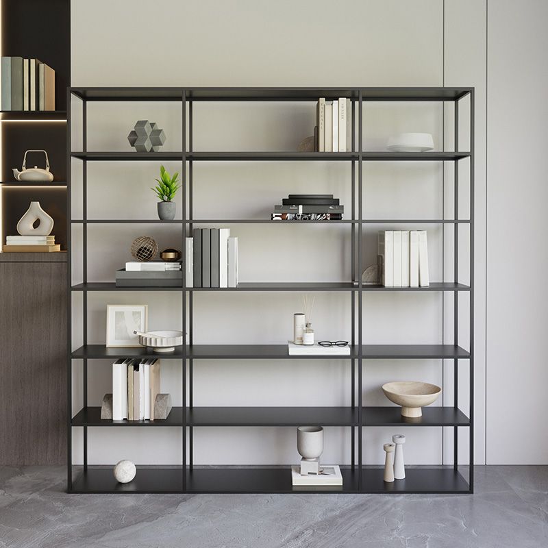 Modern Open Storage Bookcase 9.8" W Iron Frame Bookshelf with Shelves