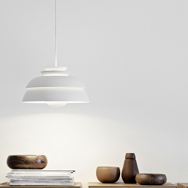 Diseño de capas Minimalismo Minimalismo Minimalismo Lámpara colgante de aluminio Aleación de una sola bombilla Café Luz decorativa en blanco puro
