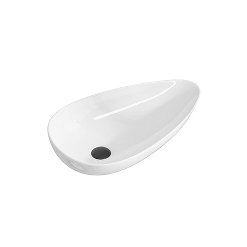 Modern Bathroom Sink with Single Faucet Hole Porcelain Oval-Shape Vessel Bathroom Sink