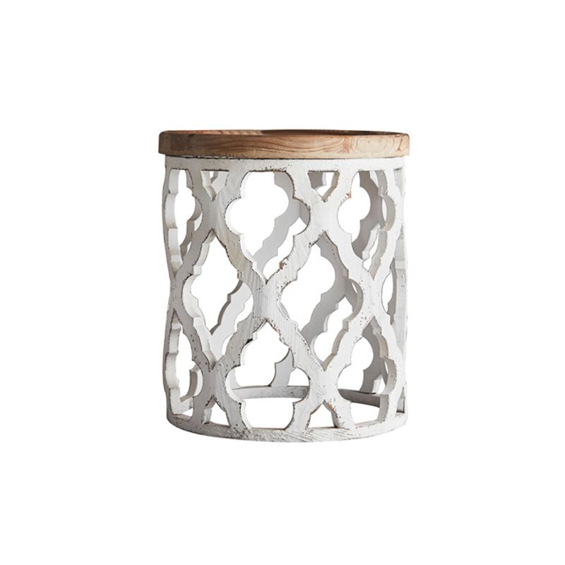 Drum Shaped Coffee Table French Country Distressed Wood Cocktail Table