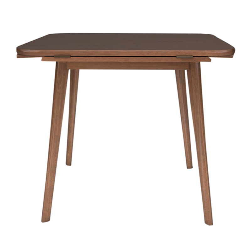 Uitbreidbare ronde eettafel in bruine moderne verstelbare rubberen houten tafel met 4 poten