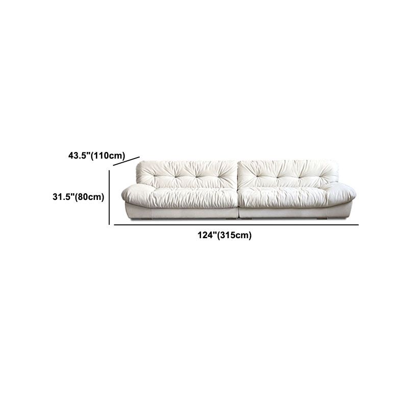 Modern Sewn Pillow Back Settee in Beige/Orange Stain Resistant Sofa