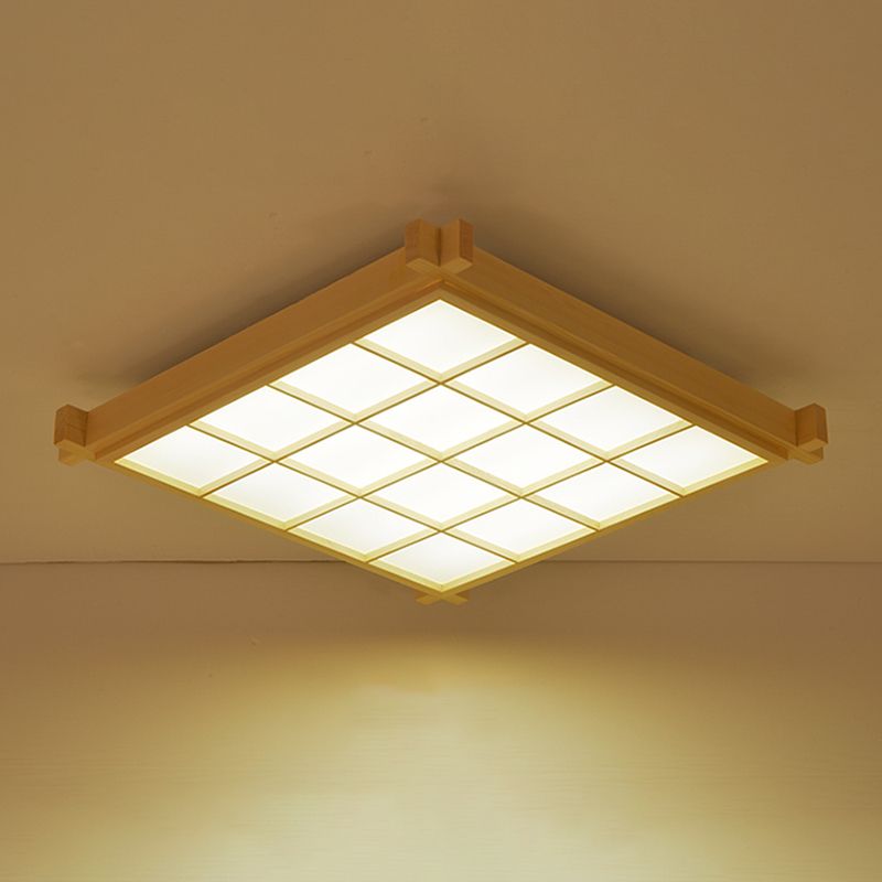 Nouveau Plafonnier encastré en bois moderne à 1 lumière LED pour salon