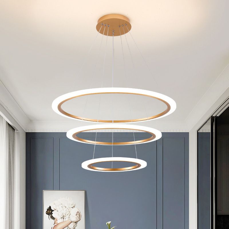 Éclairage de lustre à trois niveaux en or métal