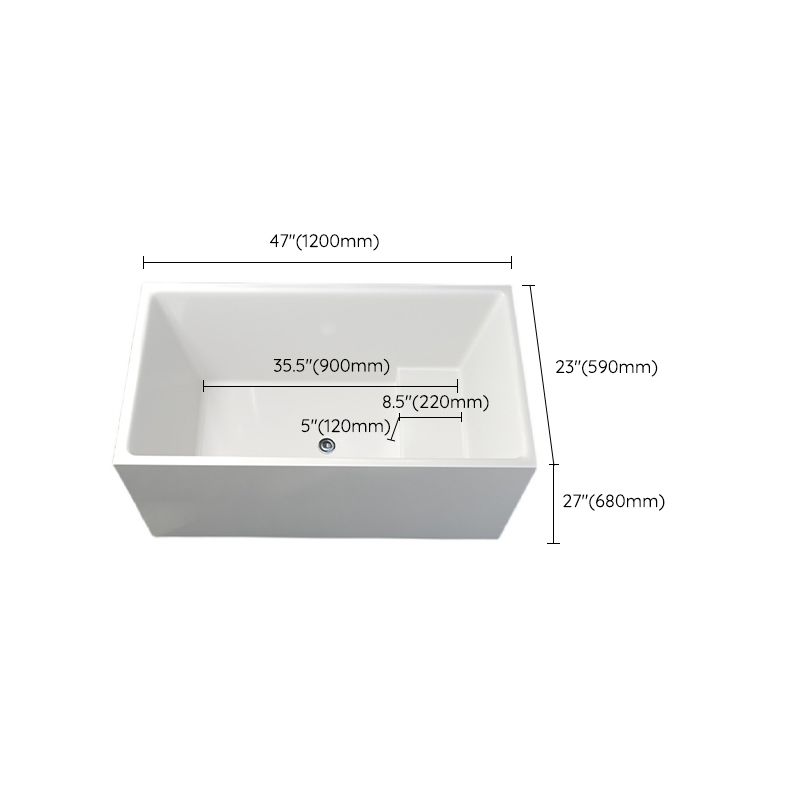 Modern Soaking Freestanding Bath Tub Acrylic Bathroom Bathtub in White