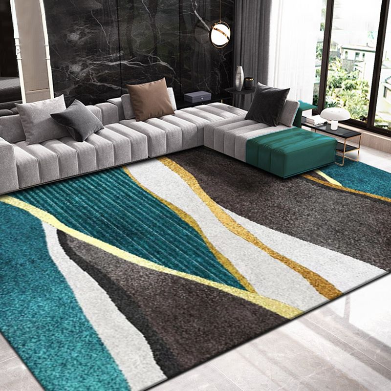 Fancy Multicolor Modernist Rug Polyester Watercolor Pattern Rug Washable Pet Friendly Non-Slip Carpet for Living Room
