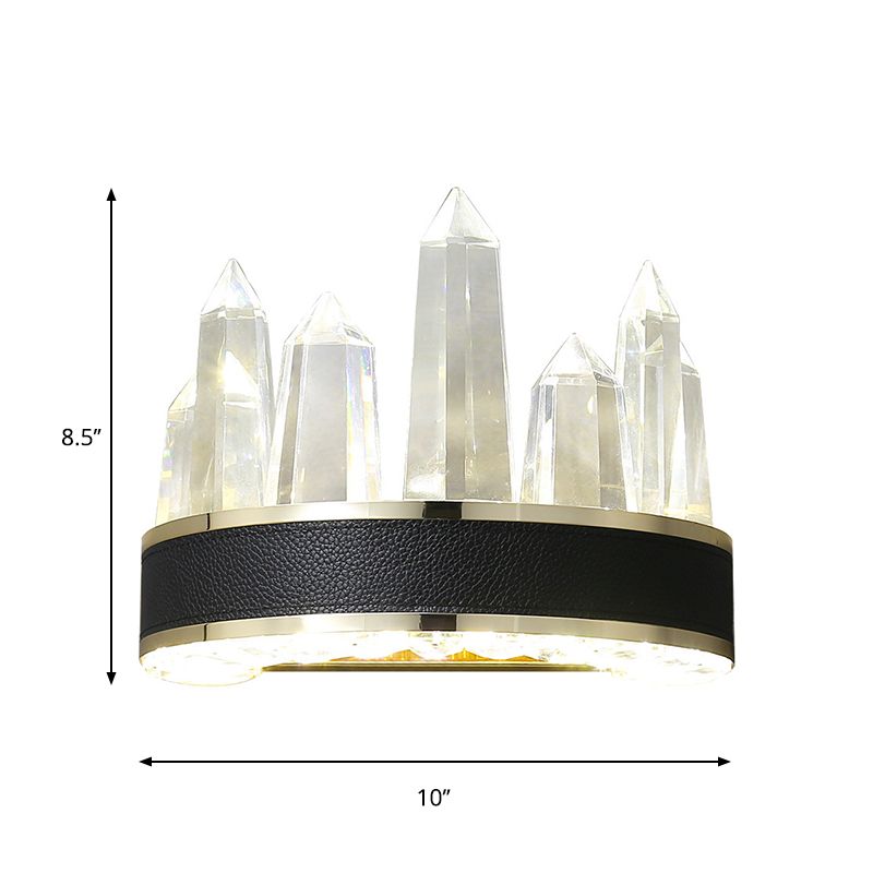 Ice Shape Wall Mount Lighting Contemporary Clear Cut Crystal Sitting Room LED Wall Light Sconce in Black